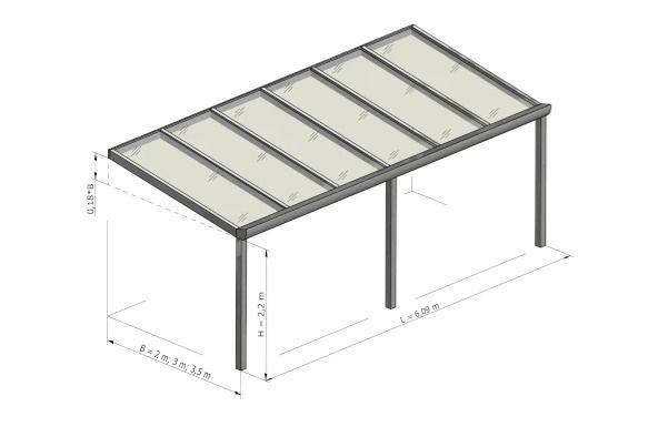 Aluminum pergola with tempered glass 10mm