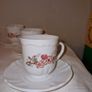 1960's 12 piece Arcopal milk glass cups and saucers set Image 4