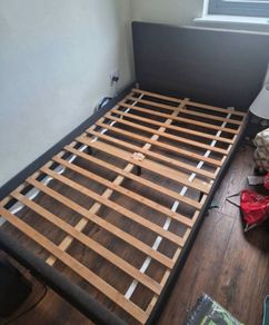 Stunning Modern Dark Grey 4Ft Small Double Wooden Bed Frame - Can Deliver