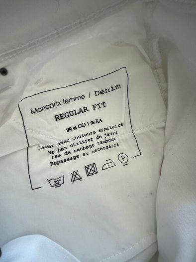 Monoprix    White Denim Jeans     Size 44      UK 16