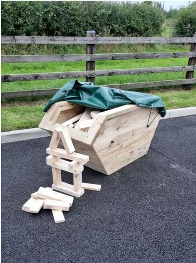 Kids Wooden Play Skip with Building Blocks
