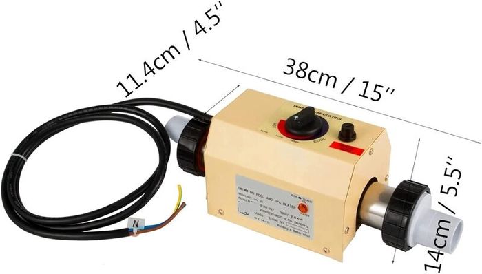 2KW Swimming Pool Heater 220V SPA Electric Water Heater with Thermostat for 48mm/50mm Pools
