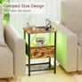 Bedside Table Set of 2 with Charging Station, Small Side Table with LED Lights, Nightstand Image 3
