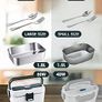 Electric Lunch Box 80W Food Heater 1.8L Large Capacity Heated Lunch Box 3 in 1 12V/24V/110-230V Portable Lunch Warmer for Car/Truck/Home/Office with Carry Bag and Fork and Spoon (Gray) Image 3
