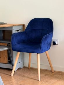 Royal Blue Velvet Accent Dining Chair (Excellent Condition)