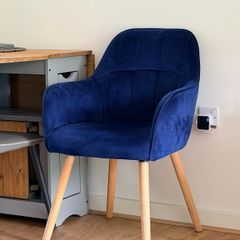 Royal Blue Velvet Accent Dining Chair (Excellent Condition)