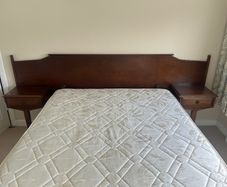 Mahogany headboard and built in bedside lockers