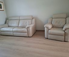 Italian leather sofa and reclining armchair