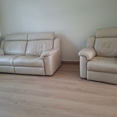 Italian leather sofa and reclining armchair