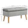 Upholstered bench with storage, velvet-look fabric, wooden legs Image 2