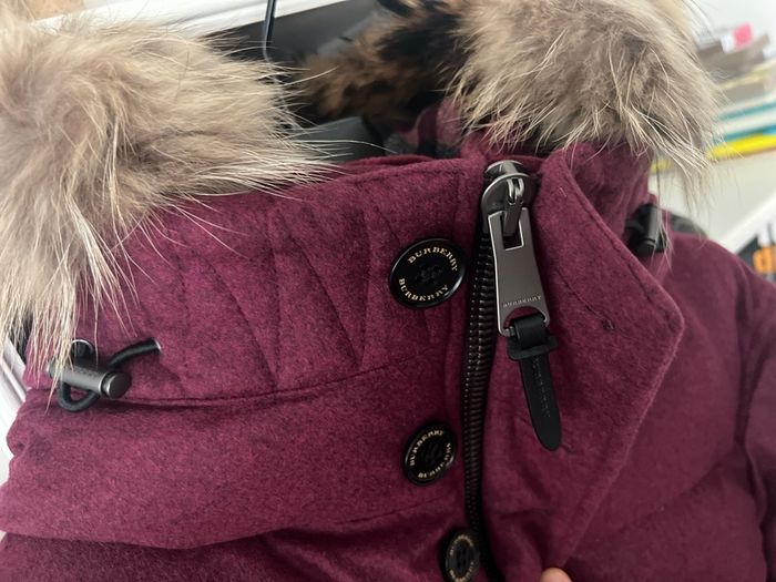 Burberry Faux Fur Trim Hooded Puffer Jacket Excellent Condition