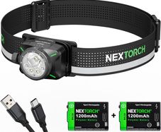 Nextorch E-Star 1300 Lumens Headlamp with 2 x USB-C Batteries, Dual Power