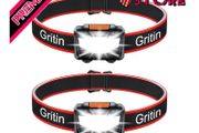 LED Head Torch, [2 Pack] COB Headlamp Super Bright Headlight, Adjustable with 3 Modes, Lightweight for Running, Camping, Fishing (FREE POSTAGE)