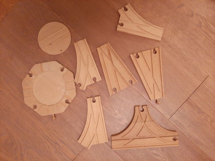 Assorted Brio type toy train track