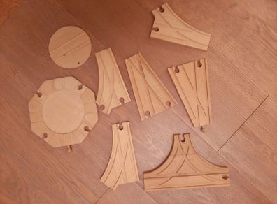 Assorted Brio type toy train track