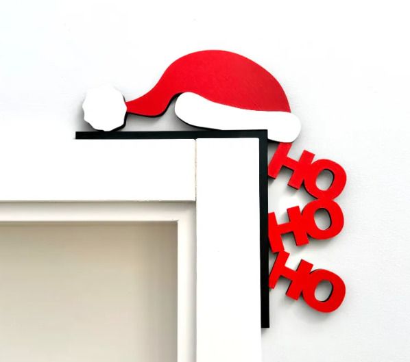 Santa Hat and Ho Ho Ho Door Corner Decoration