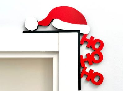 Santa Hat and Ho Ho Ho Door Corner Decoration