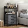 Bedside Table with 3 Fabric Drawers and Open Shelf Image 8