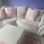 Grey Fabric 2-Seater Sofa & Footstool Image 3