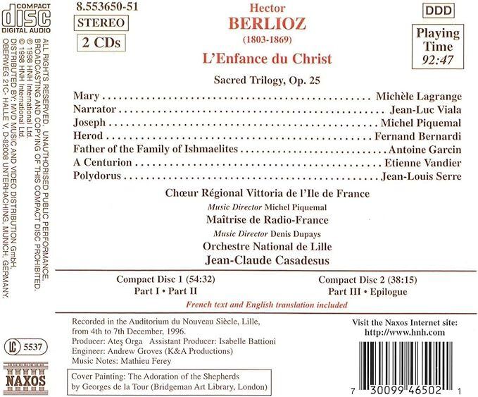 Free Postage! Berlioz. L' Enfance Du Christ. 2 x CD.