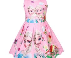 New Girls Elsa Flower Printed Dress size 3-4 yrs