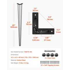 4 Hairpin table legs