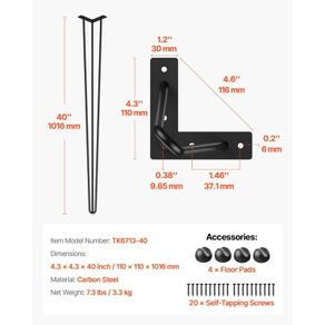 4 Hairpin table legs
