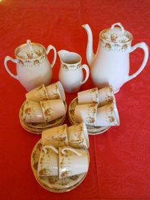 Limoges, France Vintage 26 Piece Gold Leaf Coffee Set.