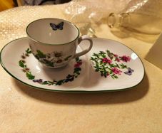 Royal Worcester "herbs" duo of cup and sandwich plate