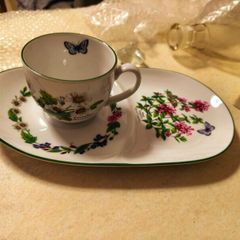 Royal Worcester "herbs" duo of cup and sandwich plate