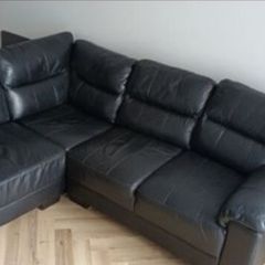 L Shaped Sofa Black Leather