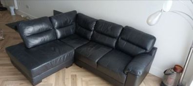 L Shaped Sofa Black Leather