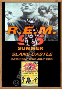 R.E.M Slane Castle 1995 concert poster with ticket reproduction print
