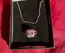 925 Sterling Silver Necklace & White Metal Ring.