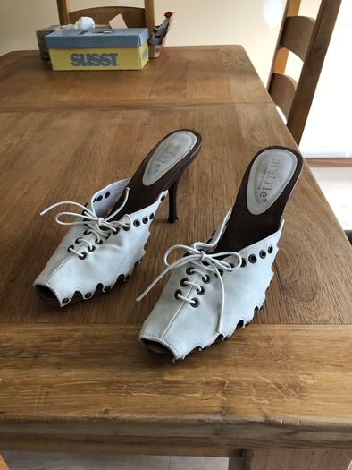 Slip-on heeled sandals, size 37EU
