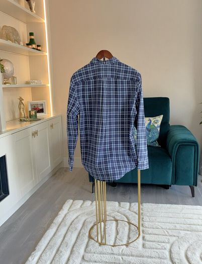 Mens Tommy Hilfiger Long-sleeve Shirt in a Navy and Blue Check Pattern