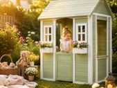 Wooden Kids Garden Playhouse with Planters  144cm Outdoor Play House