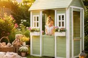 Wooden Kids Garden Playhouse with Planters  144cm Outdoor Play House