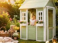 main image for ad Wooden Kids Garden Playhouse with Planters  144cm Outdoor Play House