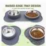 Pecute Dog Bowls Non Slip, Stainless Steel Double Bowls Set with Non-Spill Silicone Mats Tray. Image 2