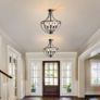 5 Light Farmhouse Chandelier Rustic Flush Mount Ceiling Light,Vintage Adjustable Height Hanging Pendant Lighting for Foyer Dining Room Image 2