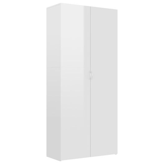 Shoe Cabinet High Gloss White 80x35.5x180 cm Chipboard