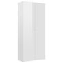 Shoe Cabinet High Gloss White 80x35.5x180 cm Chipboard Image 4