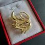 Elegant Gold Tone Swan Brooch with Champagne Color Cat Eye Stones and Crystal Pave Wings Vintage Style Bird Pin Image 7