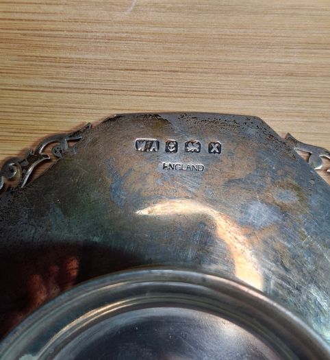 Antique Silver scrollwork footed dish. Hallmarked Birmingham