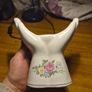 70s Vintage Ceramic Candlestick White with Flowers Hands Candle Holder Image 4