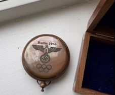vintage compass hitler Solid Brass Push Button Compass Antique 3 Inch Nautical With Wooden Box Berlin 1936 Olympics