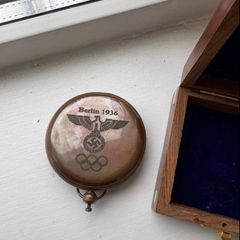 vintage compass hitler Solid Brass Push Button Compass Antique 3 Inch Nautical With Wooden Box Berlin 1936 Olympics