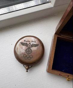 vintage compass hitler Solid Brass Push Button Compass Antique 3 Inch Nautical With Wooden Box Berlin 1936 Olympics
