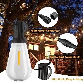 NEW SALE | Outdoor String Lights, 120FT ST38 LED Festoon Lights Outdoor, IP44 Waterproof Globe Garden String Lighting with 60+2 Bulbs, 2200K Outside Patio Lights